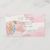 Rosa Aquarellblume Visitenkarte (Rückseite)