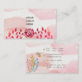 Rosa Aquarellblume Visitenkarte (Vorne/Hinten)