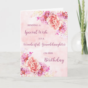 Rosa Aquarellblumen Enkelin Geburtstag Karte