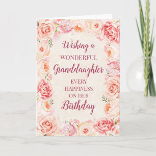 Rosa Aquarellblumen Enkelin Geburtstag Karte