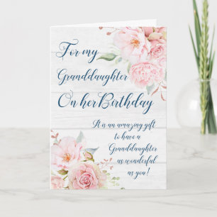 Rosa Aquarellblumen Enkelin Geburtstag Karte