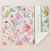 Rosa Aquarellblumen - Familienname Sherpadecke (Vorderseite (Horizontal))