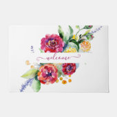 Rosa Aquarellblumen personalisiert Fußmatte (Vorderseite)