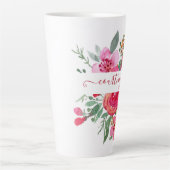 Rosa Aquarellblumen personalisiert Milchtasse (Vorderseite)