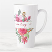 Rosa Aquarellblumen personalisiert Milchtasse (Rechts)