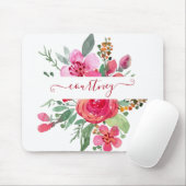 Rosa Aquarellblumen personalisiert Mousepad (Mit Mouse)