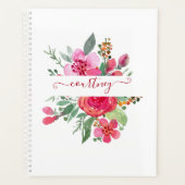 Rosa Aquarellblumen personalisiert Planer (Vorderseite)