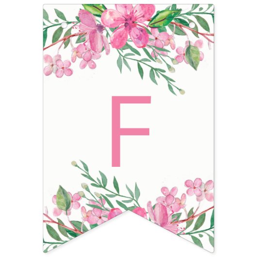 Rosa Aquarellblüte Blüten Hochzeit für immer Wimpelkette (Zweite Fahne)