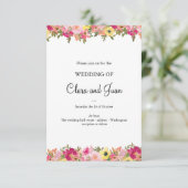 Rosa Aquarellblüte Einladung (Stehend Vorderseite)