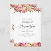 Rosa Aquarellblüte Einladung (Vorne/Hinten)