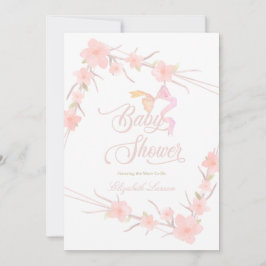 Rosa Aquarellblüte Elegante Babydusche Einladung