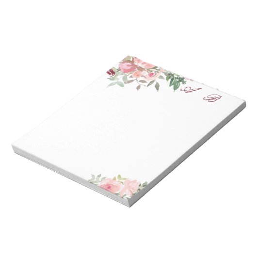 Rosa Aquarellblüte Notizblock (Rotiert)