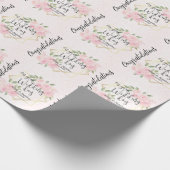 Rosa Aquarellblüte - Persönliche Hochzeit Geschenkpapier (Ecke)