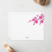 Rosa Aquarellblüten Blume 2 Mitteilungskarte (Vorderseite/Rückseite Beispiel)