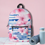 Rosa Aquarellblüten Blumenblüten Personalisierter Bedruckter Rucksack