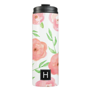 Rosa Aquarellblüten Thermosbecher