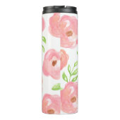 Rosa Aquarellblüten Thermosbecher (Rückseite)