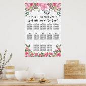 Rosa Aquarellblütendiagramm mit 13 Tischen Poster (Küche)