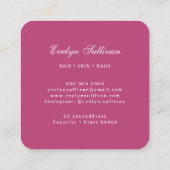 Rosa Aquarellbogen-Logo-Visitenkarte Quadratische Visitenkarte (Rückseite)