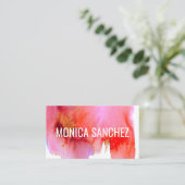 Rosa Aquarellfarbe abstrakte Visitenkartengestaltu Visitenkarte (Stehend Vorderseite)