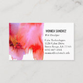 Rosa Aquarellfarbe abstrakte Visitenkartengestaltu Visitenkarte (Rückseite)