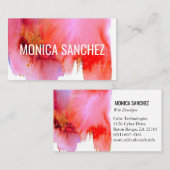 Rosa Aquarellfarbe abstrakte Visitenkartengestaltu Visitenkarte (Vorne/Hinten)
