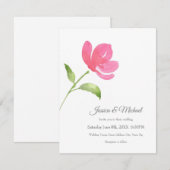Rosa Aquarellfarbe Blume 3 Einladung (Vorne/Hinten)