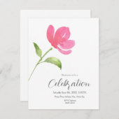 Rosa Aquarellfarbe Blume 3 Einladung (Vorne/Hinten)