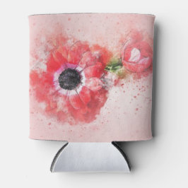 Rosa Aquarellfarbe Blume mit Blume Bug Dosenkühler