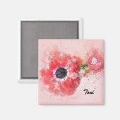 Rosa Aquarellfarbe Blume mit Blume Bug Magnet (Vorderseite/Rückseite)