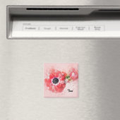 Rosa Aquarellfarbe Blume mit Blume Bug Magnet (In Situ (Geschirrspüler))