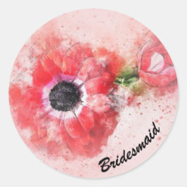 Rosa Aquarellfarbe Blume mit Blume Bug Runder Aufkleber
