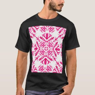 Rosa Aquarellfarbe: geometrische Fliesengestaltung T-Shirt