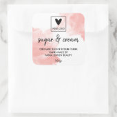 Rosa Aquarellfarbe Handmade Beauty Your Logo Quadratischer Aufkleber (Tasche)