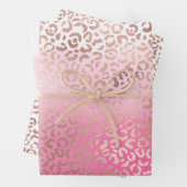 Rosa Aquarellfarbe Ombre Leopardrucke Geschenkpapier Set (Beispiel)