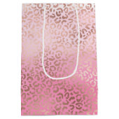 Rosa Aquarellfarbe Ombre Leopardrucke Mittlere Geschenktüte (Rückseite)