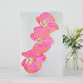 Rosa Aquarellfarbe Orchideenmalerei Briefpapier (Stehend Vorderseite)