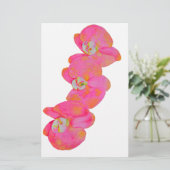 Rosa Aquarellfarbe Orchideenmalerei Briefpapier (Stehend Vorderseite)