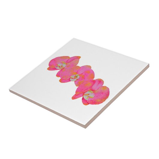 Rosa Aquarellfarbe Orchideenmalerei Fliese (Seite)