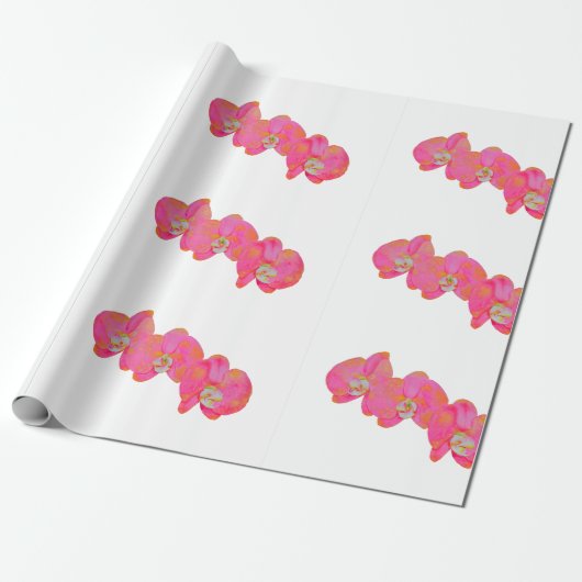 Rosa Aquarellfarbe Orchideenmalerei Geschenkpapier (Ungerollt)