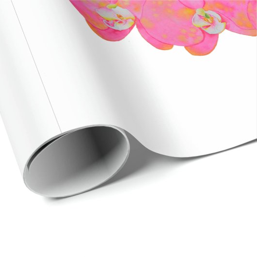 Rosa Aquarellfarbe Orchideenmalerei Geschenkpapier (Rolleneckpunkt)