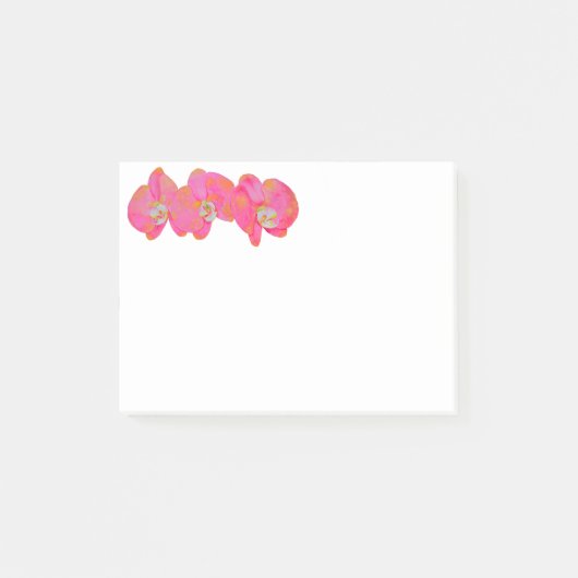 Rosa Aquarellfarbe Orchideenmalerei Post-it Klebezettel (Vorderseite)