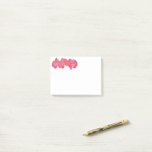 Rosa Aquarellfarbe Orchideenmalerei Post-it Klebezettel (Auf Schreibtisch)