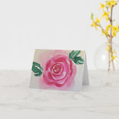 Rosa Aquarellfarbe Rose - gefaltet - jede Anlässe Karte (Gelbe Blume)
