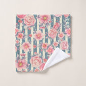 Rosa Aquarellfarben auf Streifen Badhandtuch Set (Waschlappen)