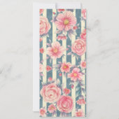 Rosa Aquarellfarben auf Streifen Einladung (Rückseite)