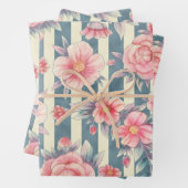 Rosa Aquarellfarben auf Streifen Geschenkpapier Set (Beispiel)