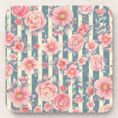 Rosa Aquarellfarben auf Streifen Getränkeuntersetzer (Vorderseite)