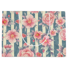 Rosa Aquarellfarben auf Streifen Große Geschenktüte