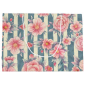 Rosa Aquarellfarben auf Streifen Große Geschenktüte (Rückseite)